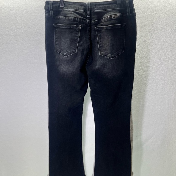 KanCan Frayed Bootcut Jeans Womens 29 Waist Stretch Black Denim Distressed 1897 - Picture 8 of 10